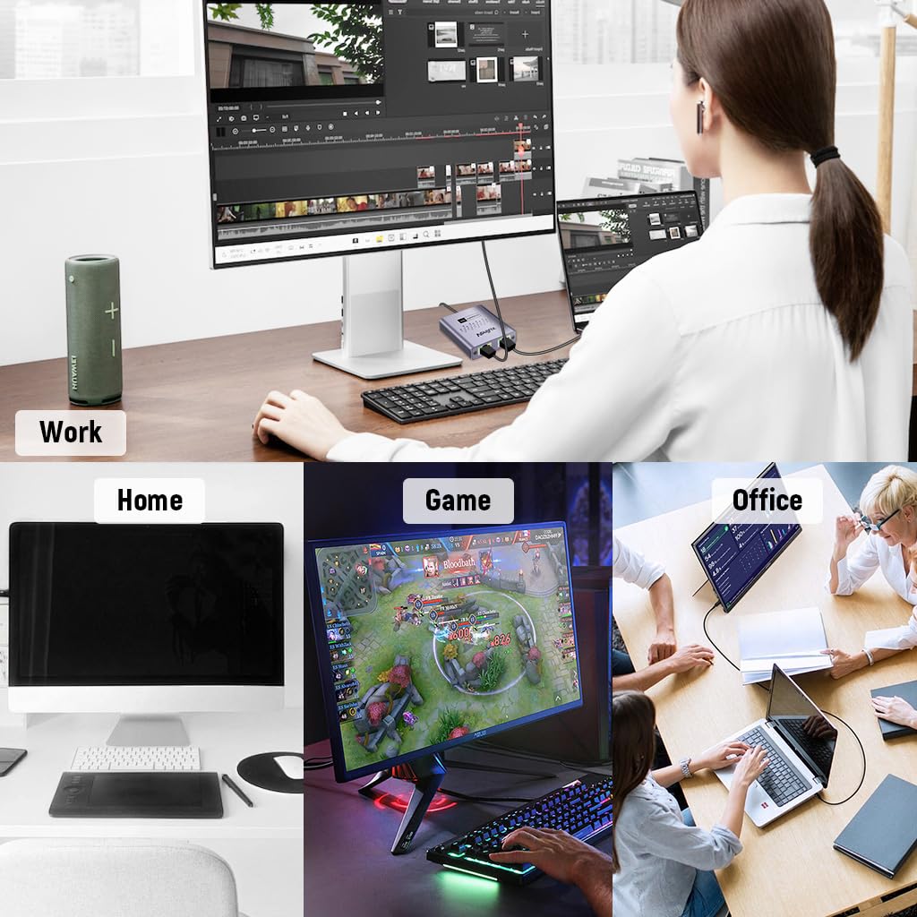 Verilux 1000Mbps RJ45 Gigabit Ethernet Splitter Network Splitter 1 to 2 Gigabit Ethernet Adapter Ethernet Splitter Network Extender RJ45 Connector Internet Network Cable Extender for PC TV Box Router