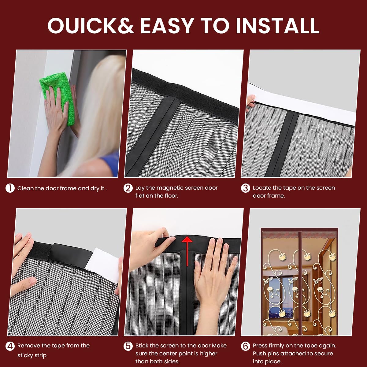 HASTHIP Magnetic Mosquito Net For Door - Polyester Breathable Mosquito Mesh Screen Door - Door Mosquito Net With Magnet - Screen Magnetic Auto-Closing - Suitable For Home And Bedroom (100x210cm)