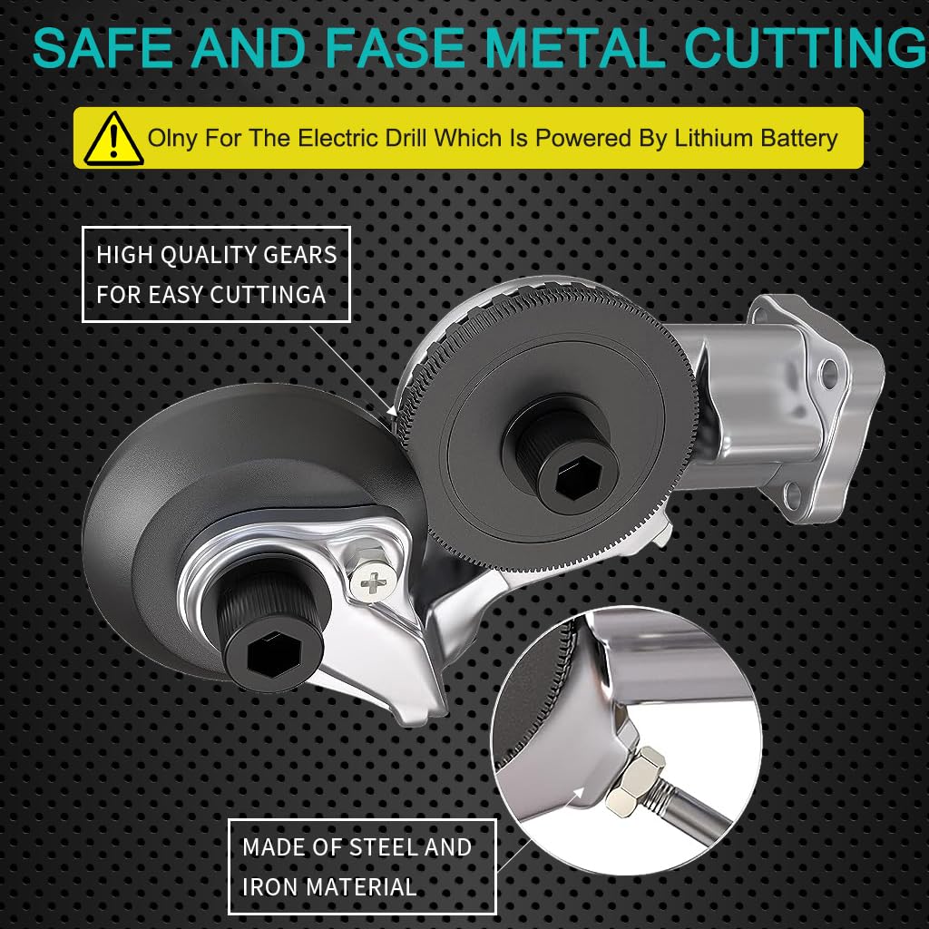 Serplex Electric Drill Plate Cutter Attachment Metal Nibbler Drill Attachment Metal Cutter Sheet Drill Attachment for Metal Cutting Electric Drill Shears Attachment Cutter Nibbler (No Electric Drill)
