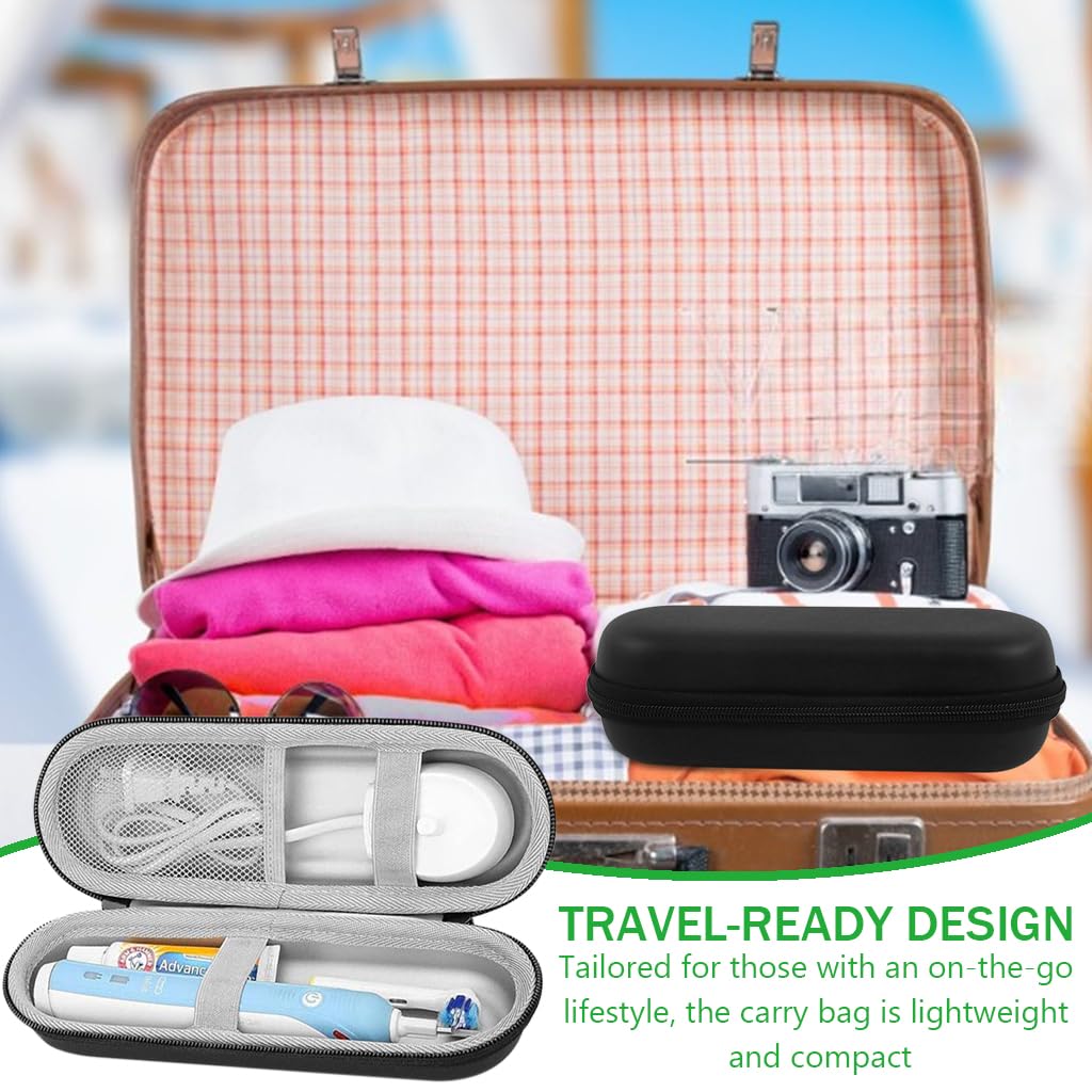 HANNEA Electric Toothbrush Hard Travel Case Compatible with Oral-B Pro Pro 500 300 1500 iO series 7 8 9 Electric Toothbrush, Portable EVA Protective Storage Bag Holder with Mesh Pocket