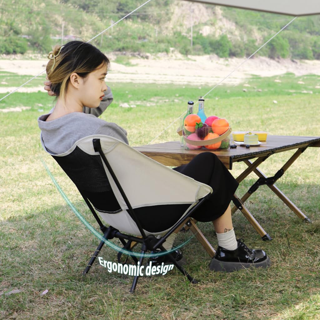 Proberos Portable Chair Folding Camping Chair Outdoor Chair with Carry Bag 600D Oxford Cloth Camping Chair Max 300 Lbs Weight Capacity Breathable Folding Chair for Camping Fishing