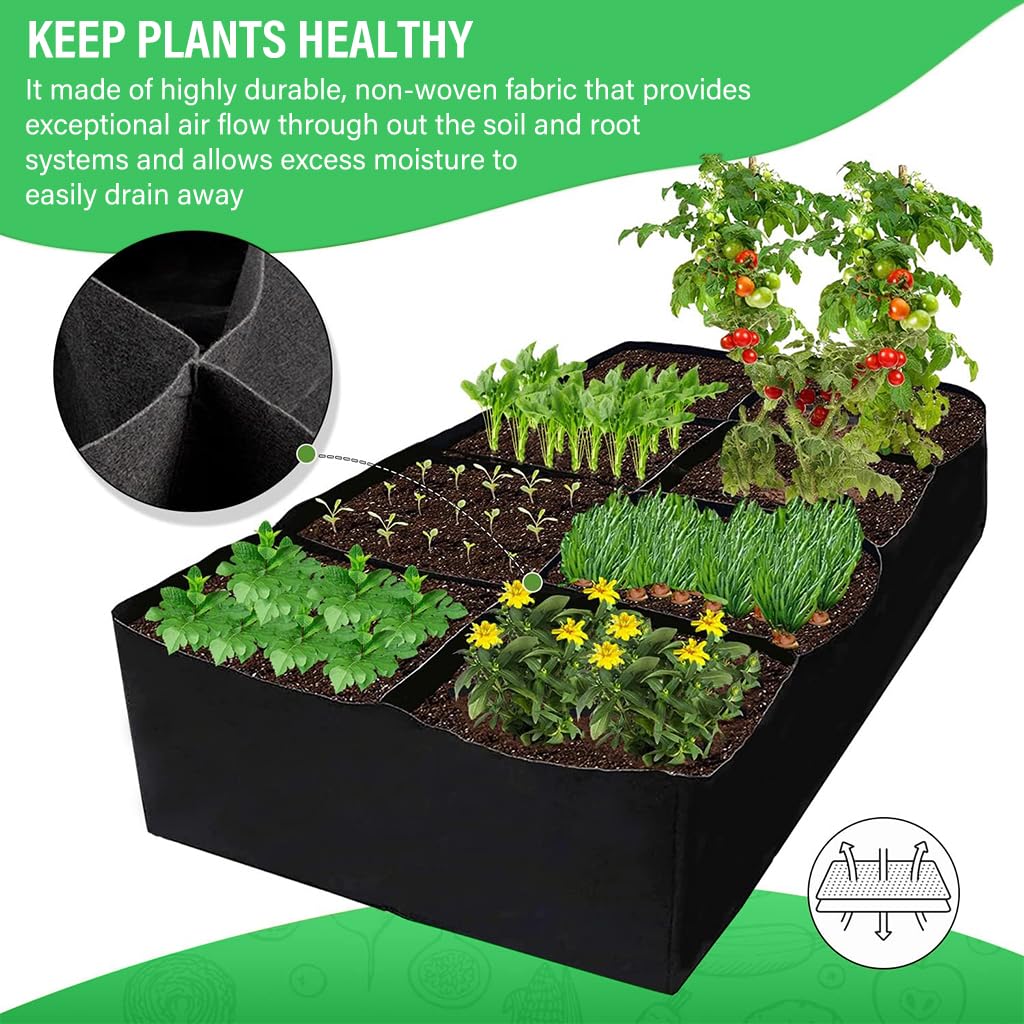 HASTHIP 8 Grids Seeding Tray for for Growing Vegetables Potatoes Flowers, Reusable Breathable Fabric Germination Plant Tray, Planter Raised Bed