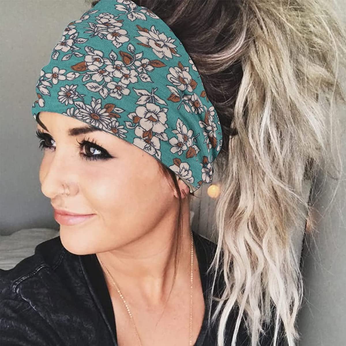 Proberos 4Pcs Gym Headbands Bohemian Headbands for Women Girls Men, Stretch Wide Hair Bands Stylish Yoga Sweatband for Workout, Running, Tennis, Badminton, Marathons, Cycling