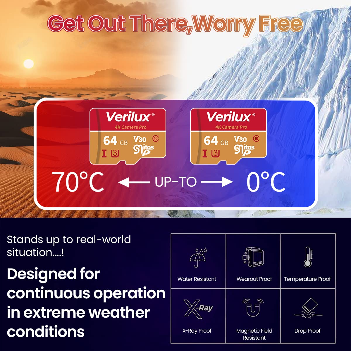 Verilux Micro SD Card 64 GB Universal Camera SD Card Memory Card with SD Card Adapter