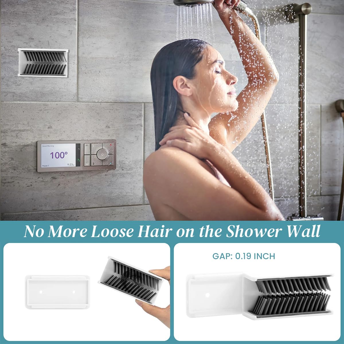 ELEPHANTBOAT White Shower Hair Catcher Wall, Bathroom Wall Hair Collector,Reusable Shower Wall Collector Hair Trap for Drain Protector,Silicone Hair Catcher