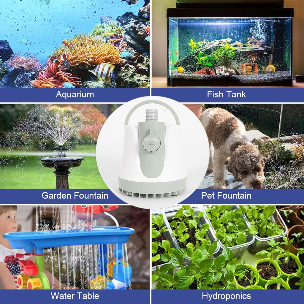 Qpets Submersible Water Pump for Water Changing Aquarium Water Pump 25W Silent Water Pump 1500L/H Large Power Water Pump with Adjustable Flow Valve Submersible Water Pump for Fish Tank, Fountain