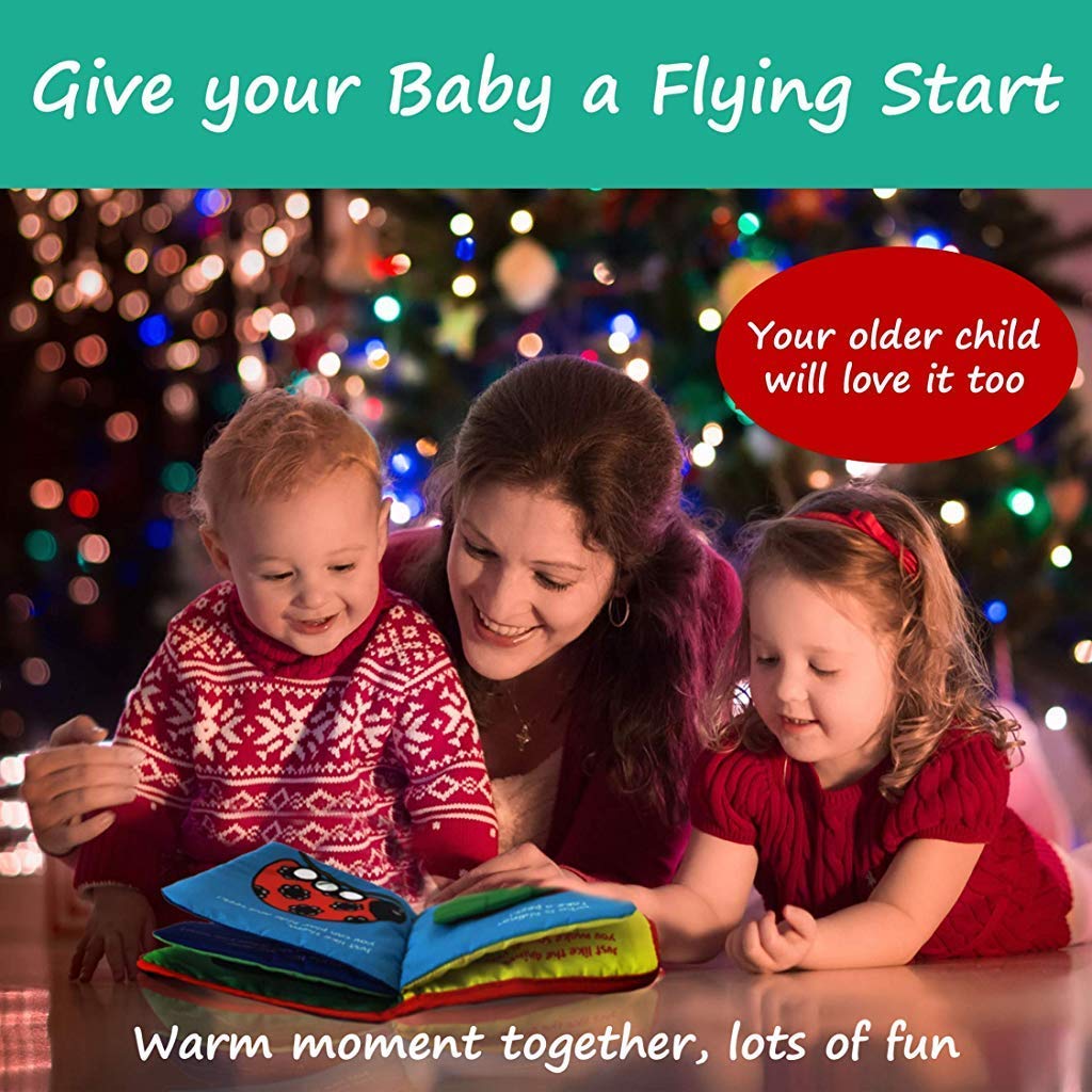 SNOWIE SOFT Premium Baby Cloth Book, Baby Toys, Fun Dog Soft Toys Book with Sounds, Developmental Toy for Kids Boys and Girls - Multicolour.