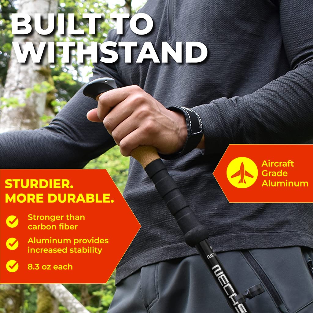 Optifit 53in Trekking Pole for Men Women with Storage Bag, Collapsible Stick and Adjustable Ultralight Travel Trekking Sticks for Hiking Climbing Skiing Travel Essentials(Pack of 2)