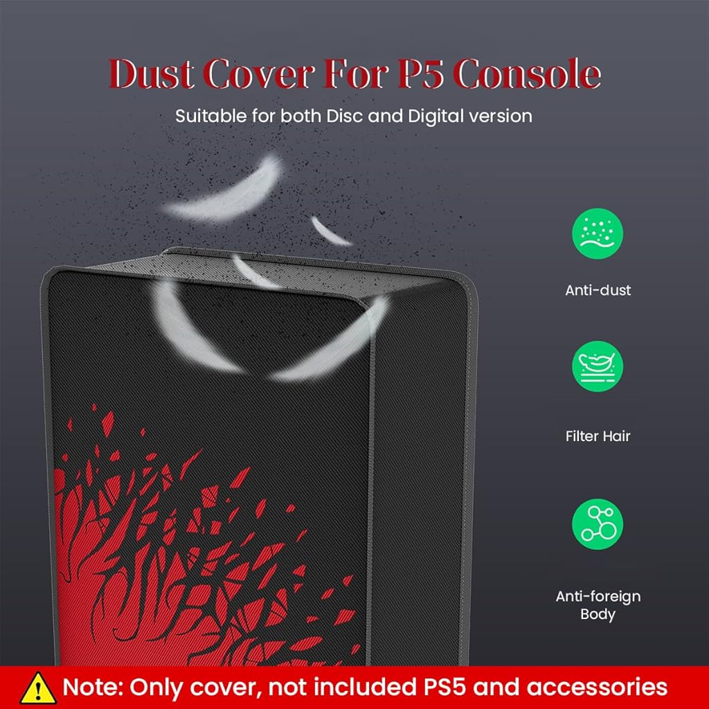 ZORBES Dust Cover for Sony PS5 Console, Oxford Cloth Dustproof Cover AntiScratch Waterproof Protective Case for Sony Playstation 5 Game Console Cover Sleeve for PS5 Accessories Digital Edition & Disc Edition