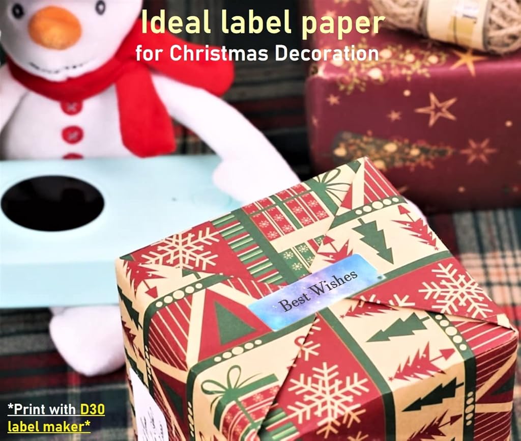 HASTHIP Thermal Label Roll for D30 3 Rolls Thermal Label Print Paper Unique Nebula Pattern Print Label Paper 12mm x 40mm, 160 Labels per Roll, D30 Thermal Label Roll Replacement