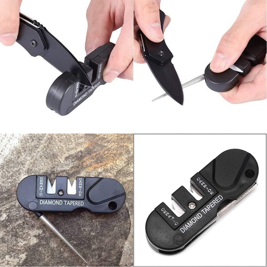Proberos Portable Sharpener Tool for Cutter 3 in 1 Multifunctional Sharpener for Repairing, Sharpening, Mini Kitchen Sharpener Outdoor Camping Sharpener Tool