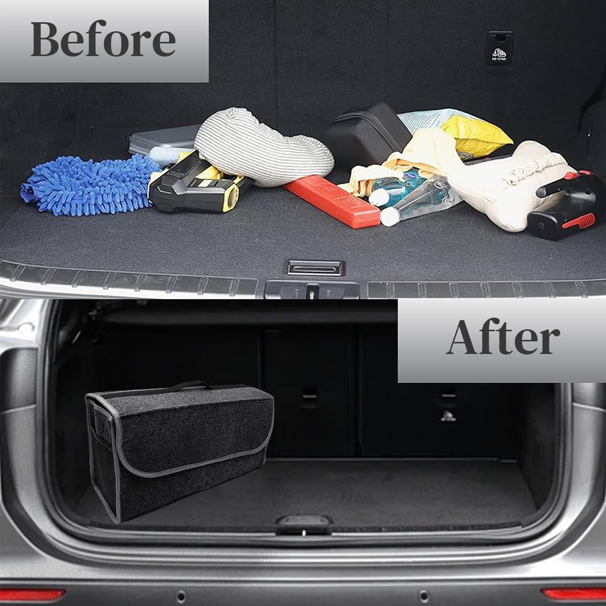 STHIRA Car Organizer Bag Tool Bag Felt Made Organizer Bag Car Trunk Organizer Bag Portable Car Trunk Organizer Bag with Handles Utility Car Organizer Bag for Accessories, Tools, 50x24x17cm