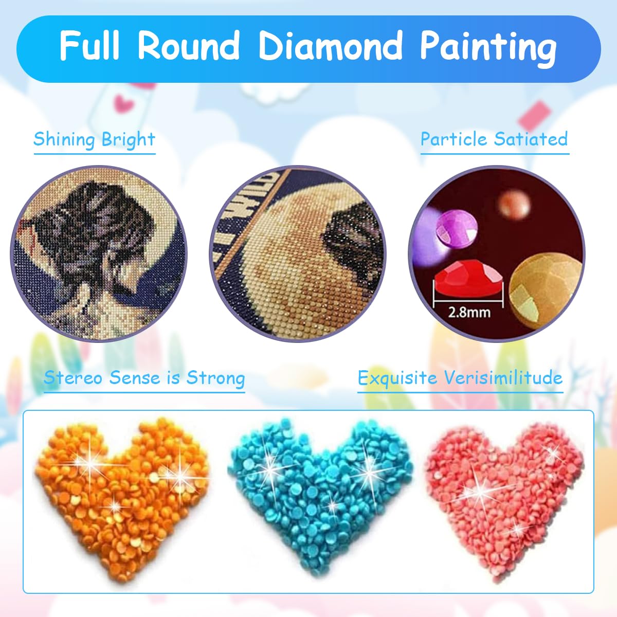 HASTHIP Diamond Painting Kit, 12x16inch Blue Elephant Diamond Painting, 5D Diamond Painting Kit for Adults & Kids, Very Suitable for Home Leisure and Wall Decoration, Gift for Kids and Adults