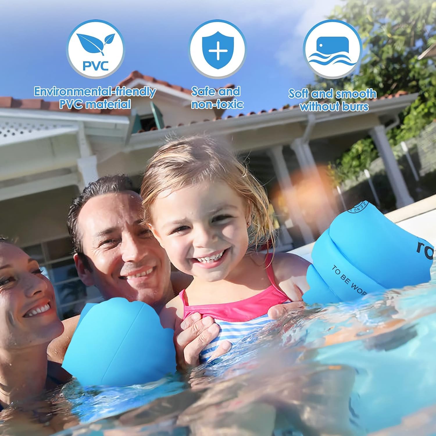 Proberos Inflatable Buoyancy Floats for Kids Cartoon Blue Whale Inflatable Swimming Guards Swimming Training Arm Float Kids Swimming Pool Float Arm Ring for Kids Aged 25-55lbs, One Pair