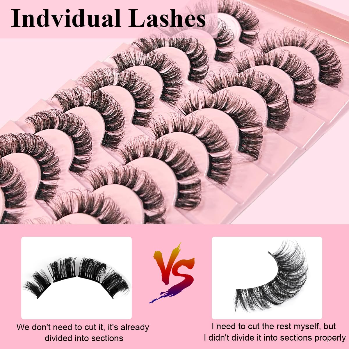 MAYCREATE 100 PCS Lashes Cluster, Fairy Lash Extension Kit Cluster Lashes Individual C Curl Wispy False Eyelashes DIY Eyelash Manga Anime Cluster Lash Extensions Mix Lashes
