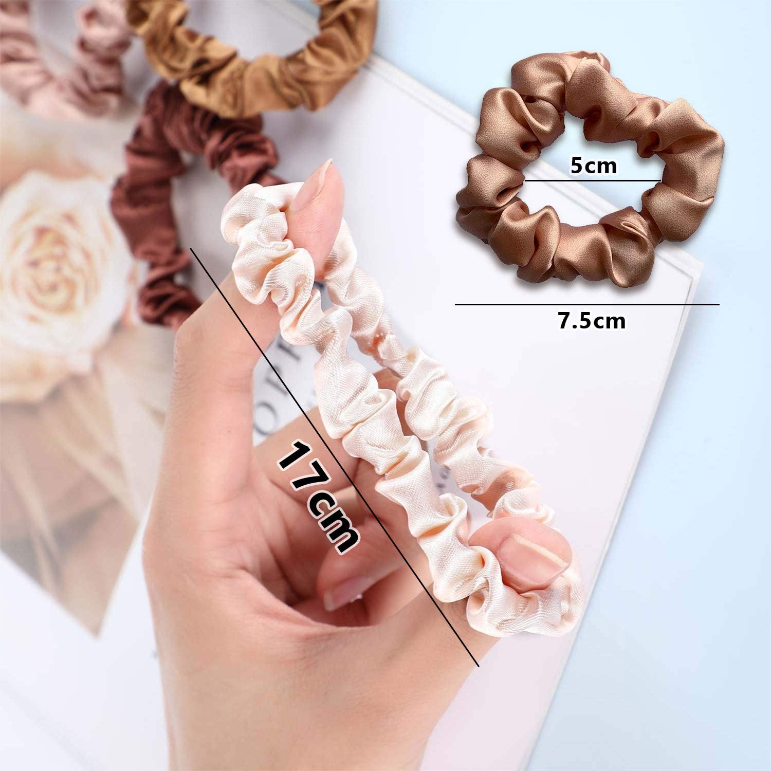 SANNIDHI 10 Pcs Silk Satin Scrunchy Scrunchies for Girls Ladies Women,12 color Elastic Hair Band for Ponytails, Twists, Long hair, Medium Length Hair -Gifts