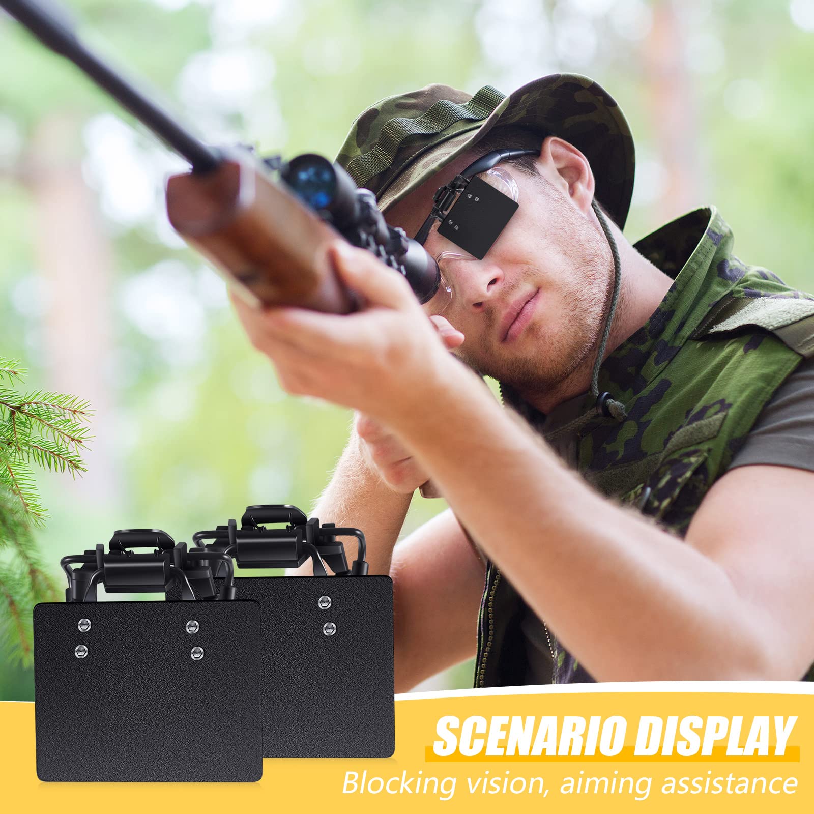 Proberos 1Pcs Professional Shooting Glasses Patch 2.36x1.97inches Large Shooting Patch Resin Black Eye Patch for Glasses Blinders Occluder Clip on Blinder for Shooting Glasses, Cap