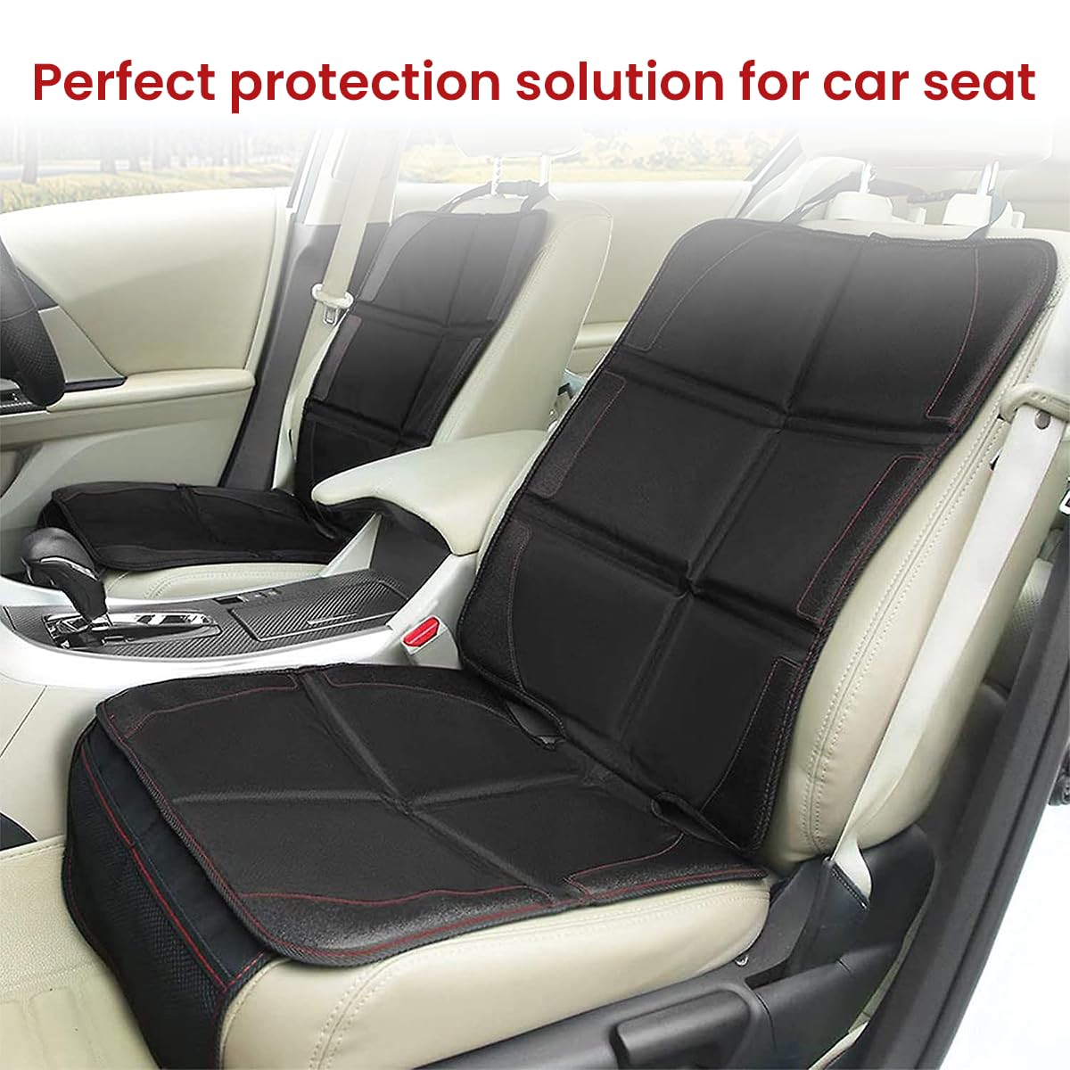 STHIRA Car Seat Protector, Car Seat Protector for Baby Carseat Anti Slip Car Seat Mat for Baby Carseat Prevent Car Seat Wear Waterproof Car Seat Protective Mat Under Baby Carseat with Storage Pouches