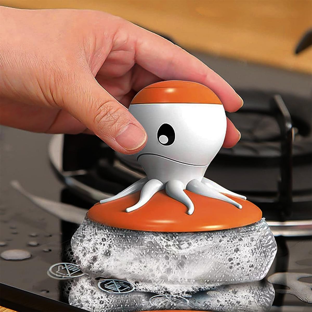 HASTHIP Cute Octopus Stainless Steel Cleaning Scrubber Brush, Kitchen Dish Washing Brush Set, Dish Scrubber dishwashing Brush