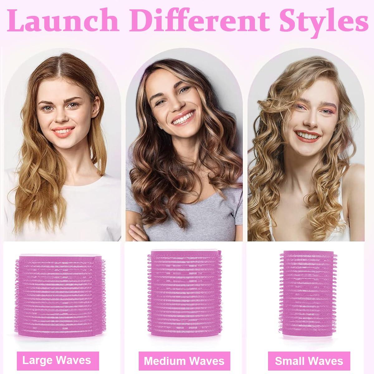 MAYCREATE Heatless Hair Curler Hair Roller for Women Girls, 12pcs Hair Curler Rollers Kit & 12 Bang Clips - 3 Sizes, Jumbo, Large & Medium