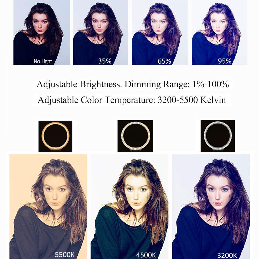 ELEPHANTBOAT Smartphone Live Ring Light for Selfie, Multi-Functional Photography Fill Light Desktop Beauty Light-White