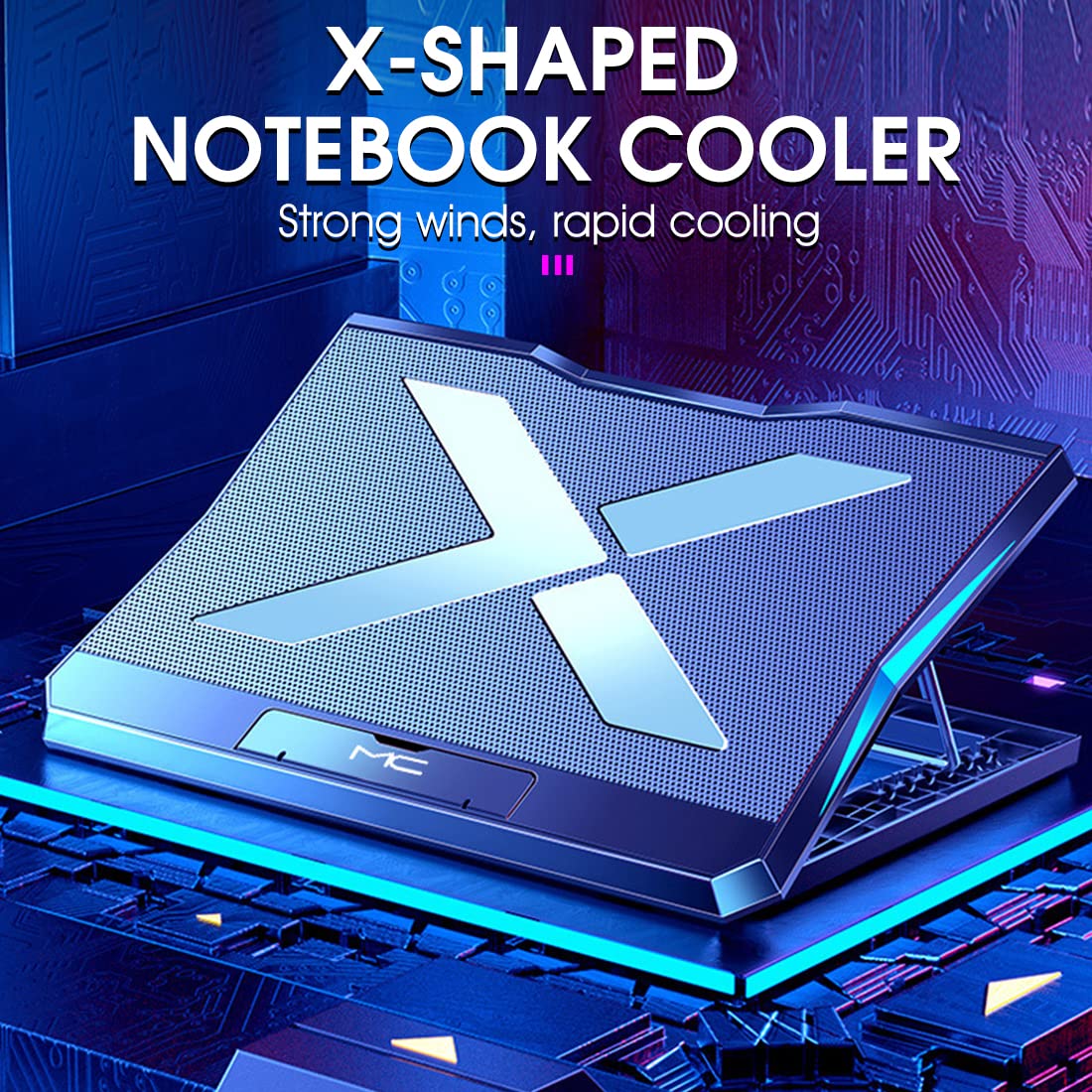 Verilux Laptop Cooling Pad RGB Laptop Cooler Stand with Phone Bracket, Dual USB Port Anti-Slip Cooling Pad 6 Powerful Cooling Fan Stand for 11-17.3 Inch Laptop