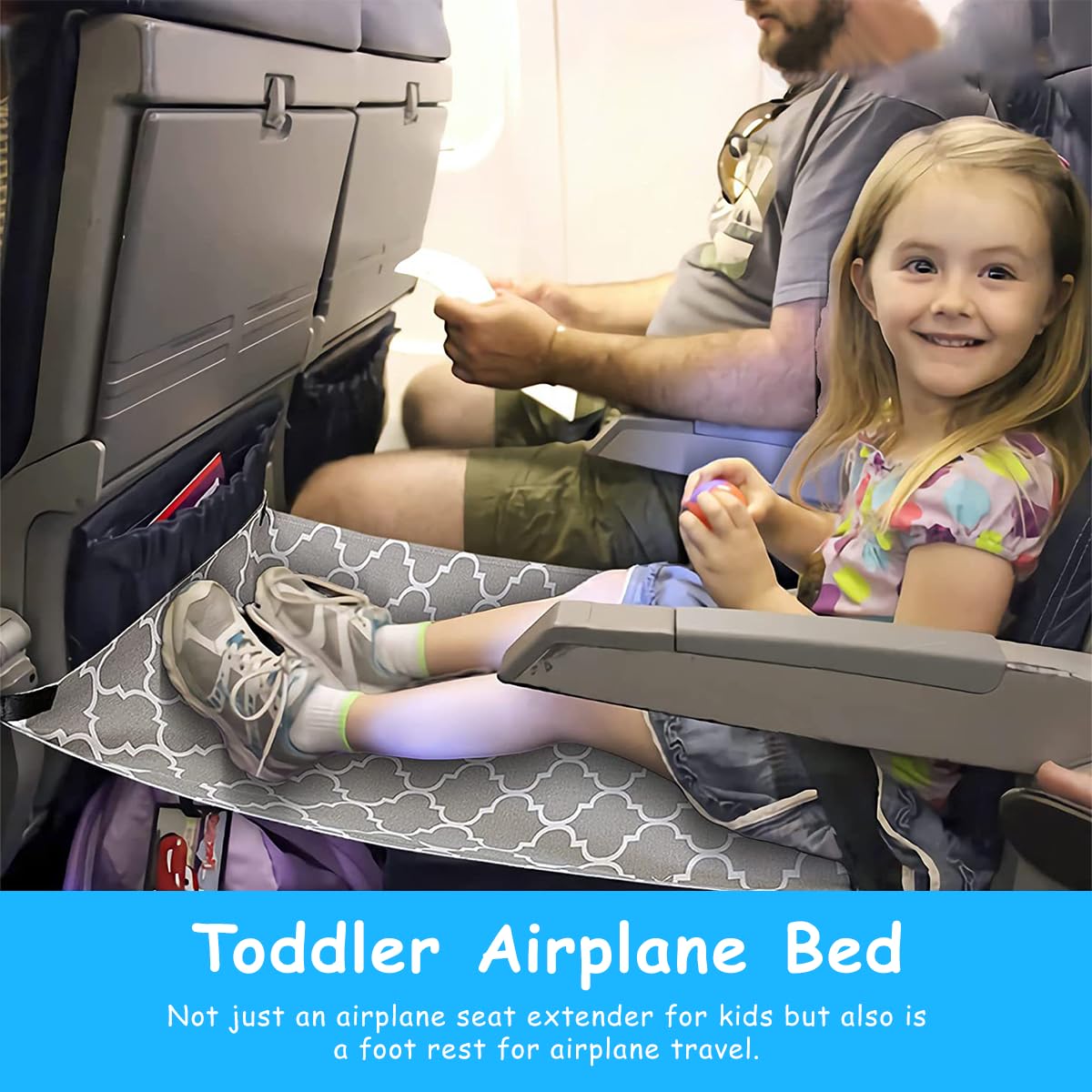 HASTHIP Airplane Footrest Kids Bed, Airplane Foot Hammock for Baby Toddler with Anti-Slip Design, Baby Car Bed Airplane Seat Extender, Portable Baby Travel Accessories for Baby 0-3 Years, 75 * 45cm