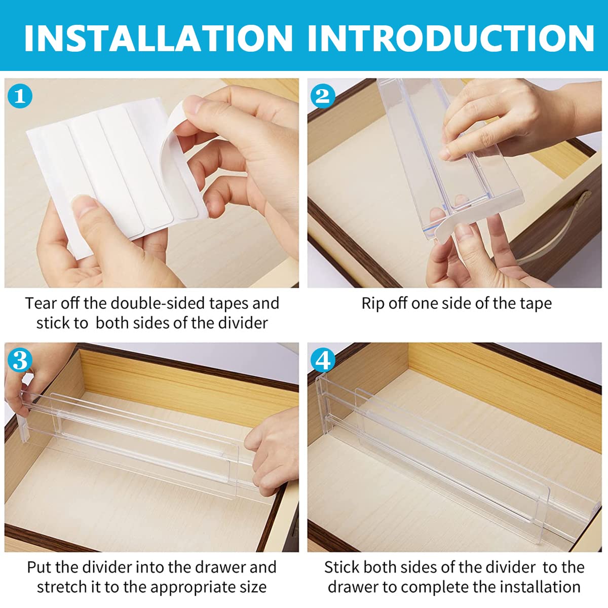 HASTHIP Drawer Dividers Organizers 6 Pack, Adjustable 3.2