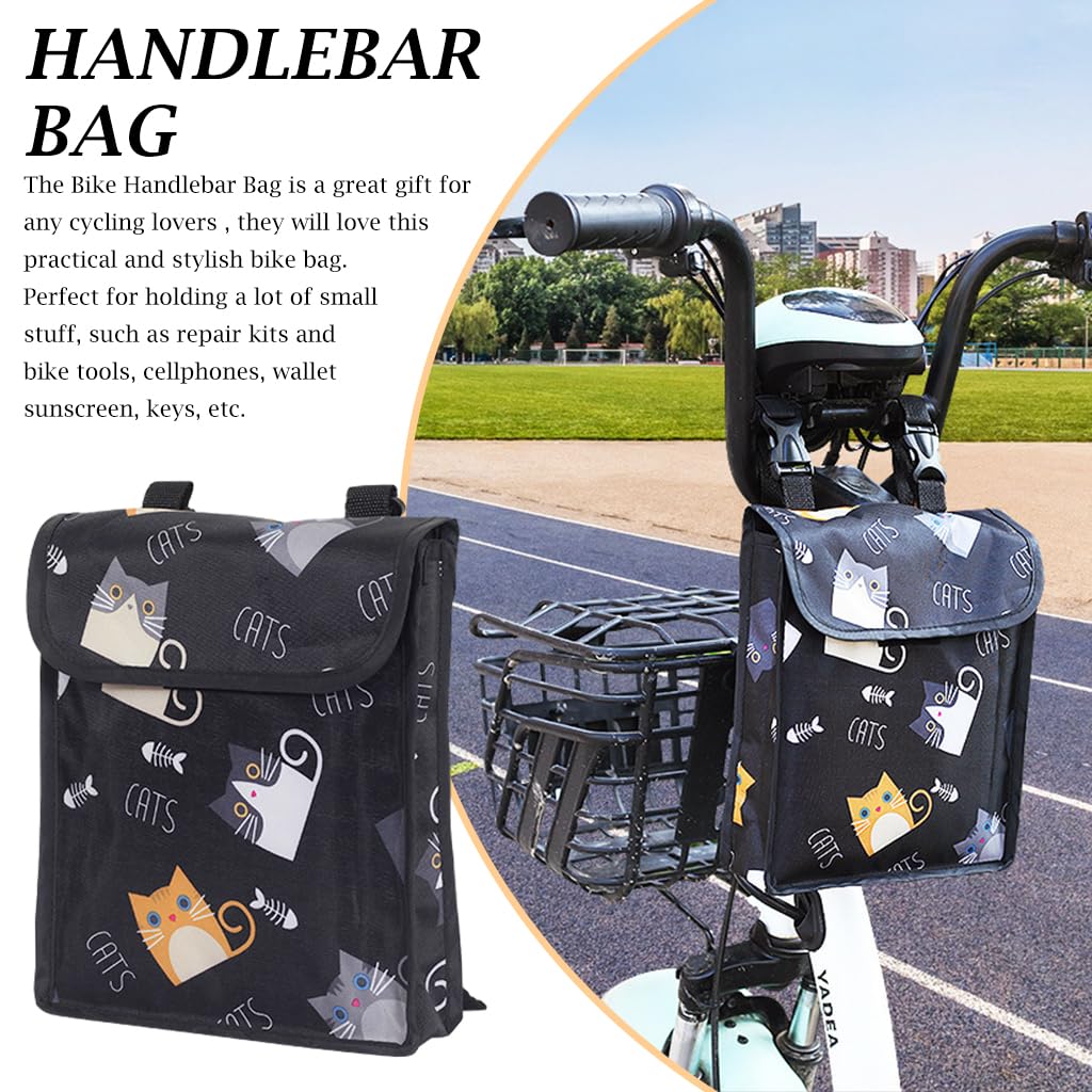 Proberos Handlebar Bag Scooter Bag Waterproof Oxford Cloth Bag Stroller Hanging Bag with Adjustable Quick Release Buckle Fashion Print Accessory Bag for Bike, Scooter, Stroller, 21x28cm