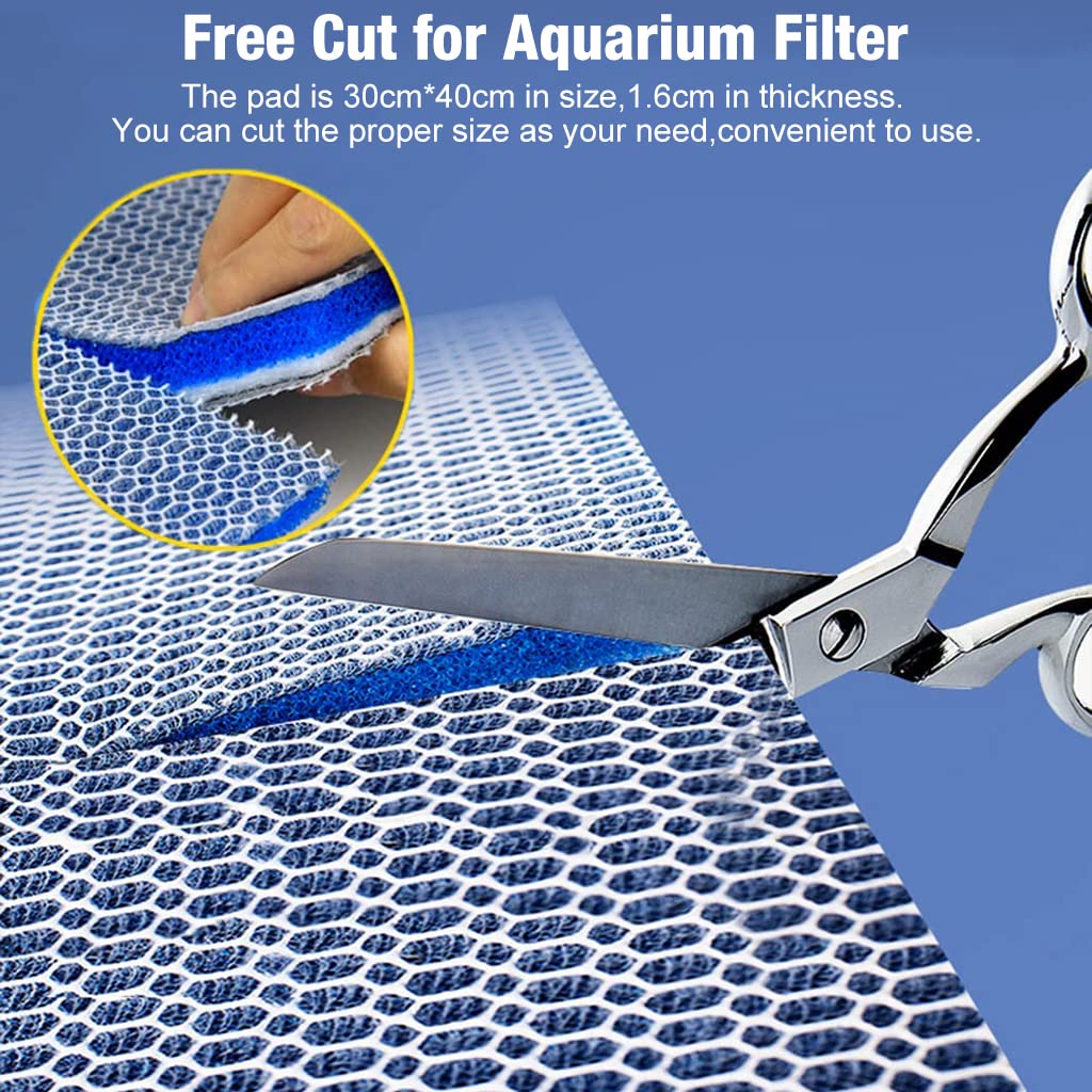 Qpets 30 * 40cm Aquarium Filter High Density 8 Layer Filter Cotton Reusable Aquarium Filter Pad,Fish Tank Aquarium Tank Sponge Filter Cuttable Aquarium Filter s for Fish Tank