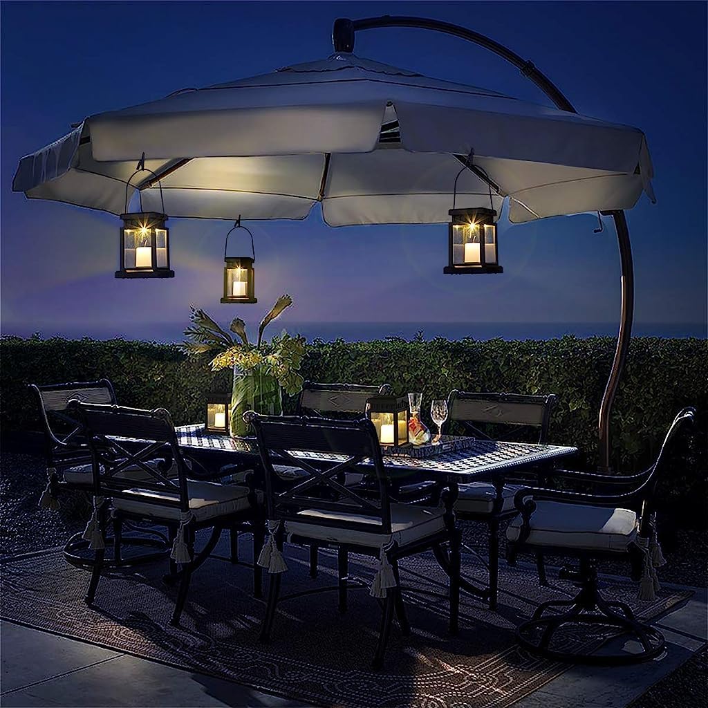 ELEPHANTBOAT 2 Pack Solar Candle Light Warm White Light Tealight Candles Solar Camping Light Tent Light Tree Light Hanging Candle Light with Stake Solar Garden Light for Garden, Patio, Lawn, Bar