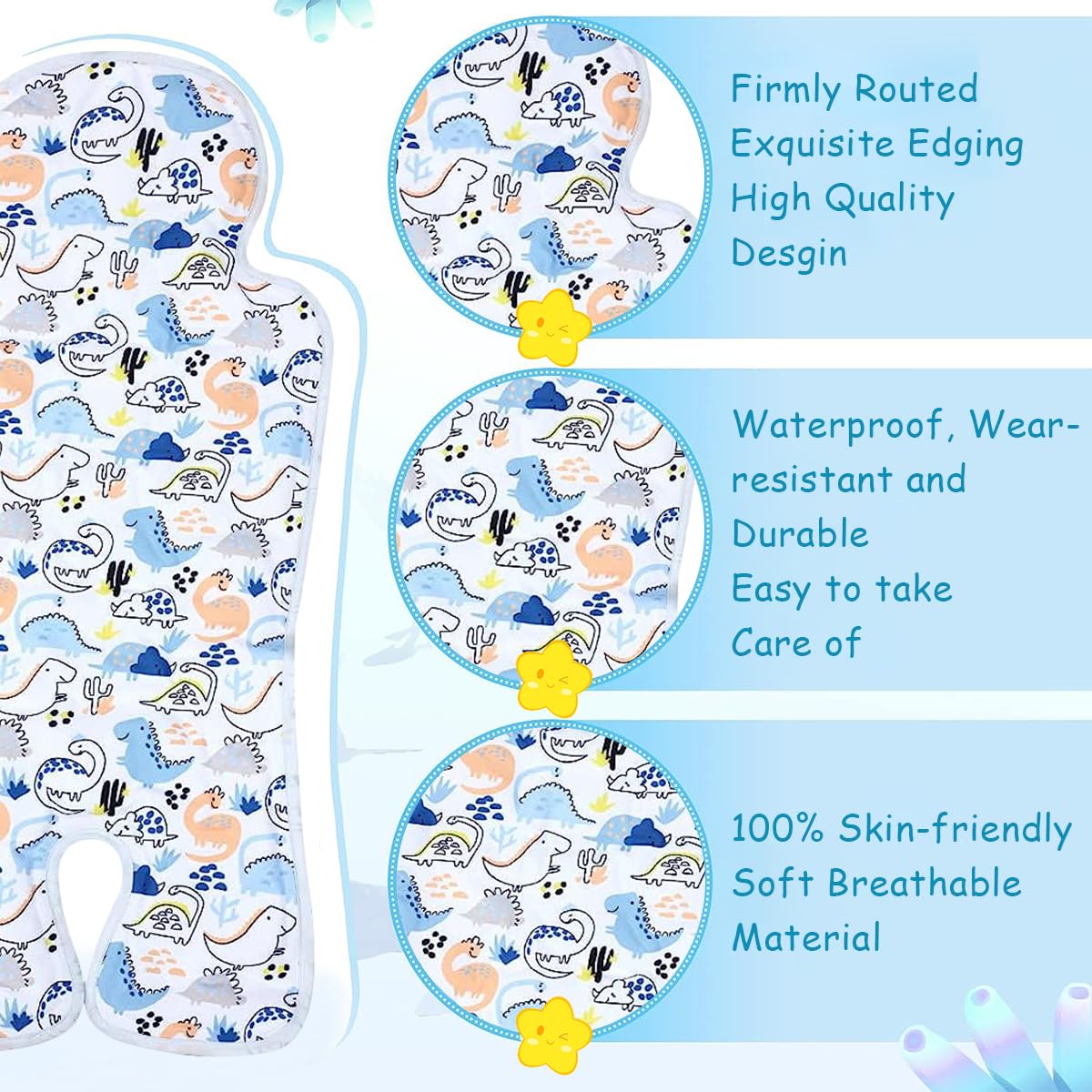 SNOWIE SOFT Baby Cool Mat Baby Stroller Cool Mat for 0-3 Years Old Cozy Cool Mat for Baby Stroller, Baby Bed, Car Seat, High Chair Cartoon Print Summer Cool Mat for Baby, 26.8 x 13inch