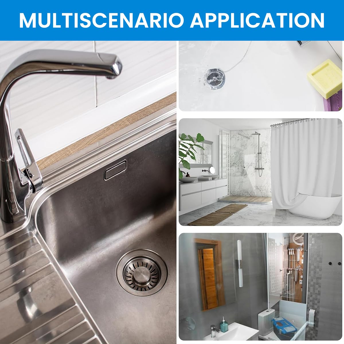 HASTHIP 1 Roll Kitchen Sink Strainer Disposable Hair Catcher Shower Drain Mesh Stickers, Cuttable PVC Mesh, DIY Shower Drain Cover Hair Catcher for Any Length, 13 Foot Hair Stopper 4.72 Inch Width