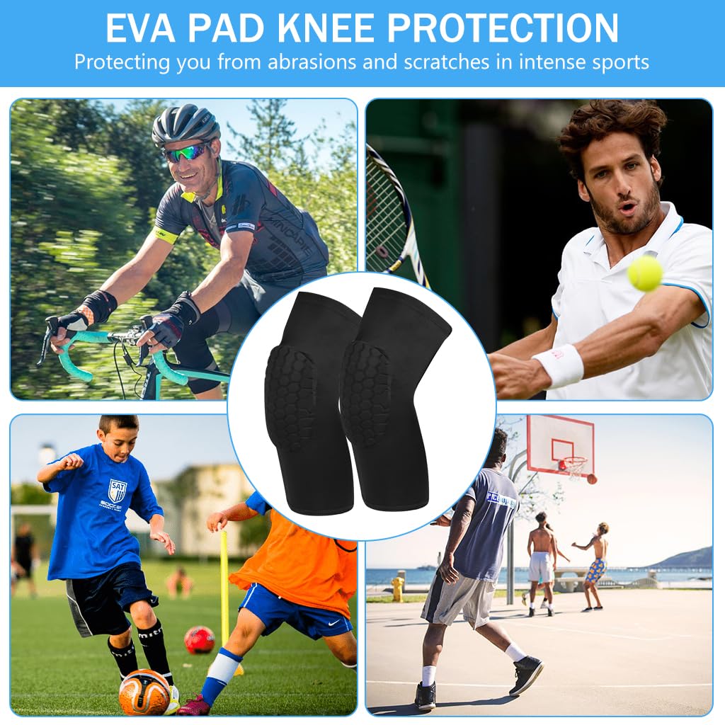Proberos 1Pair Knee Brace for Kids Teens, Anti-collision kneepads, Overknee Stretchy Compression Leg Support Sleeve 3D Knee Protector Pad Summer Breathable Leg Support, 4-Way Stretch XL