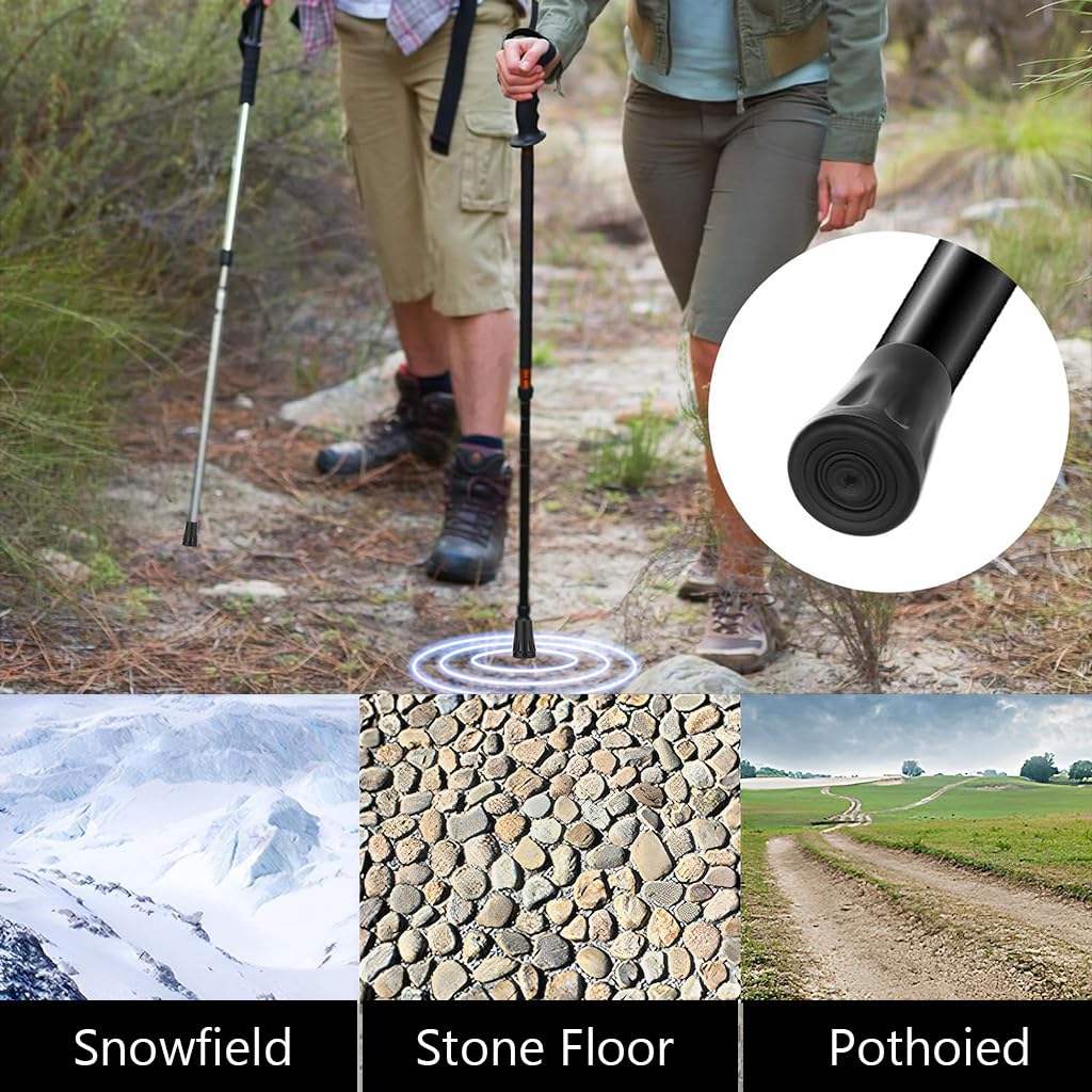 Proberos 6Pcs Trekking Stick Ferrule Rubber Walking Stick Tip Ferrule Wear Resistant Rubber Hiking Pole Universal Size Walking Stick Ferrule for Most Trekking Poles, Walking Canes, Hiking Sticks