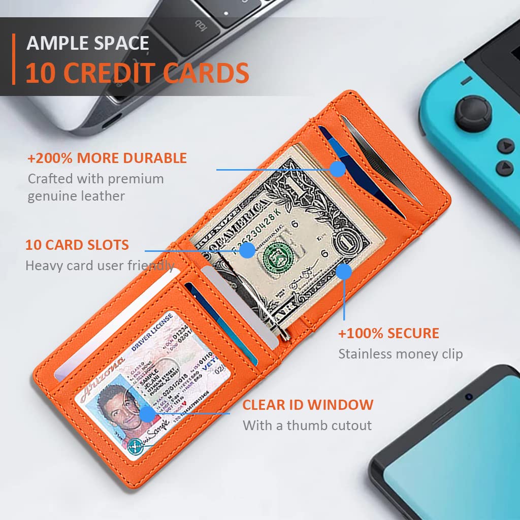GUSTAVE Leather Wallet for Men with RFID Blocking, Carbon Fiber Style Large Capacity Wallets, Stylish Card Organizer Card Holder for Men Gents Wallets