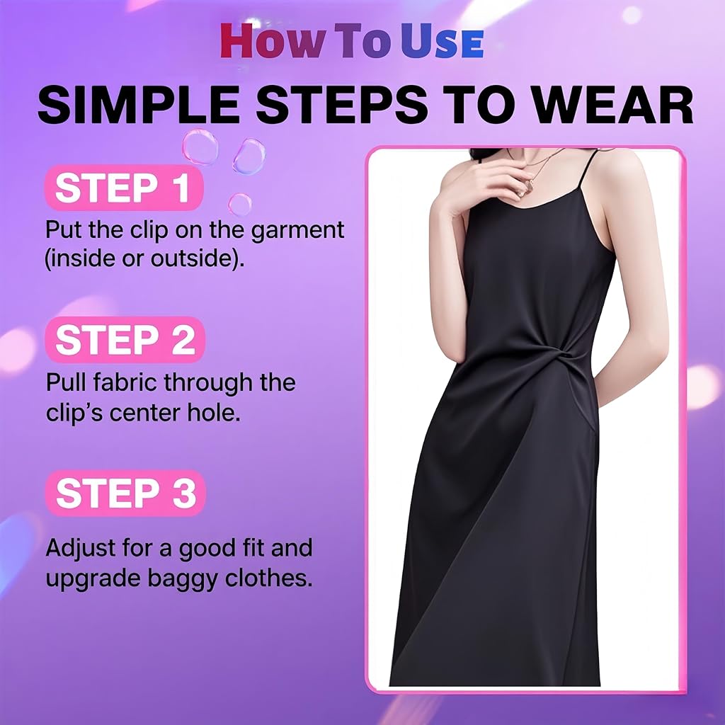 SANNIDHI® 10pcs Cinch Clips for Women Clothing, Adjustable Waist Cinch Clip, Invisible Fastener Cincher Clips to Changing the Fit and Style and Slim Dresses, Shirt
