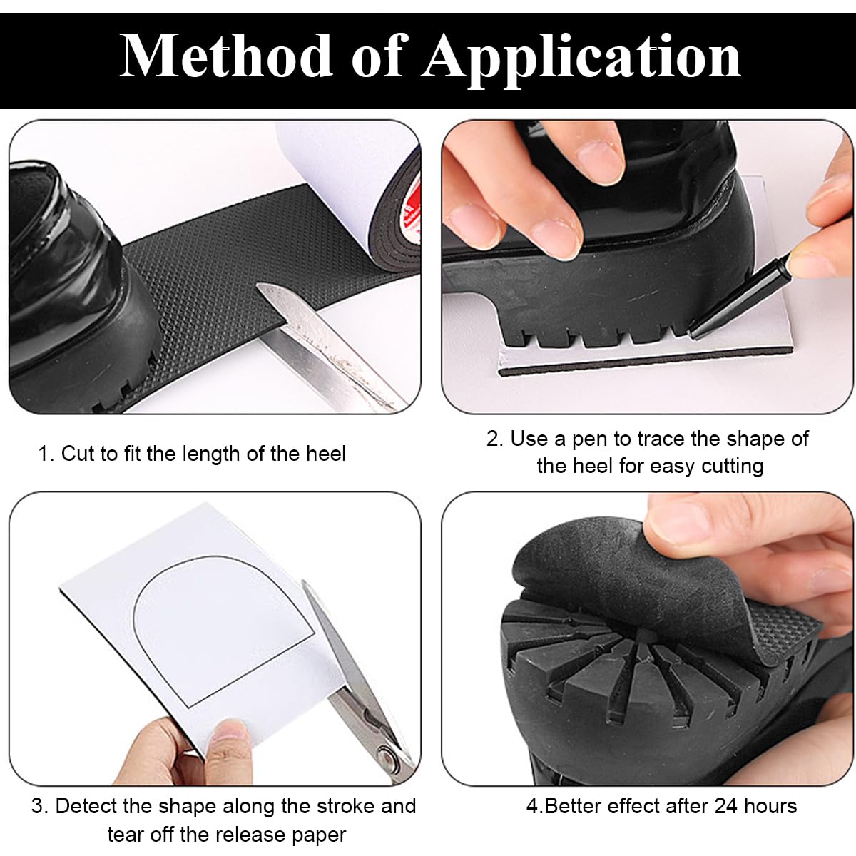 PALAY Non Slip Shoe Sole Repair Rubber for Women Self Adhesive Shoe Sole Protectors High Heels Anti Slip Cuttable Sole Repair Patch Shoe Grips