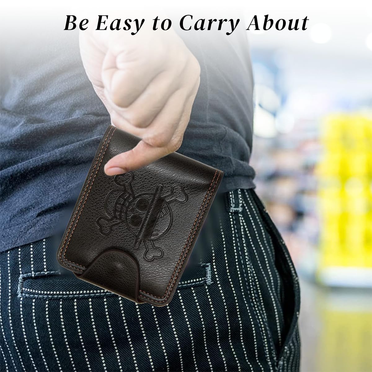 GUSTAVE One Piece Wallet for Men, Straw Hat Pirates PU Leather Wallet, Anime Stylish Bifold Wallet (Faux Leather), Gift Wallet for Men