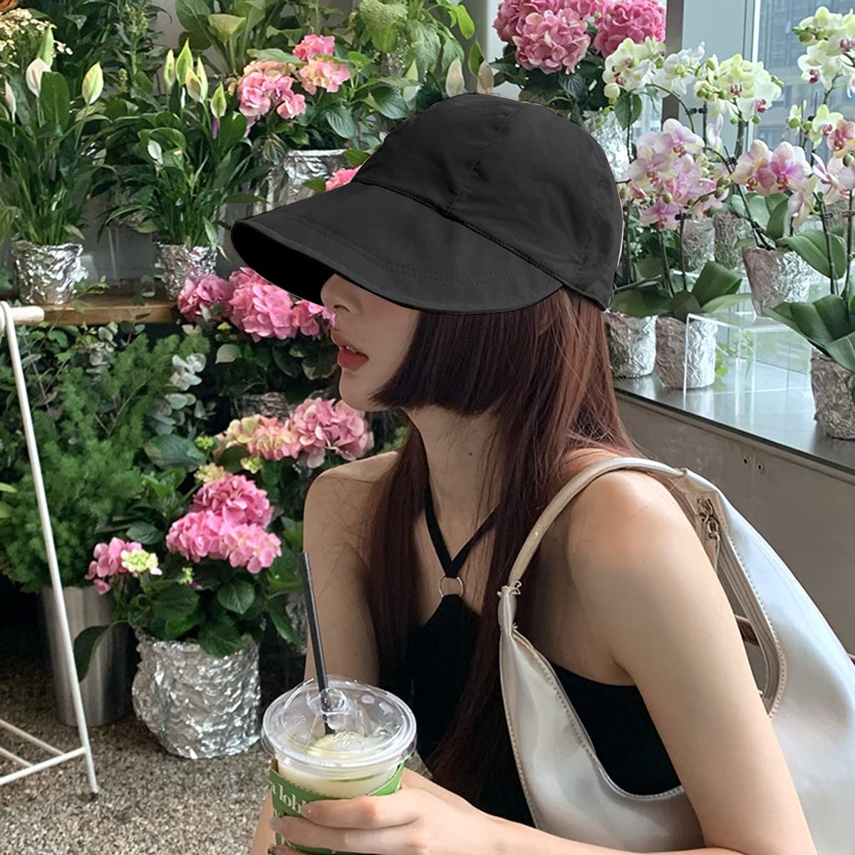 PALAY Bucket Hat for Women Sun Protection Wide Brim Summer Sun Hats for Women, Fashion Lightweight Quick Dry Cap Beach Hat - Adjustable Drawstring- Black