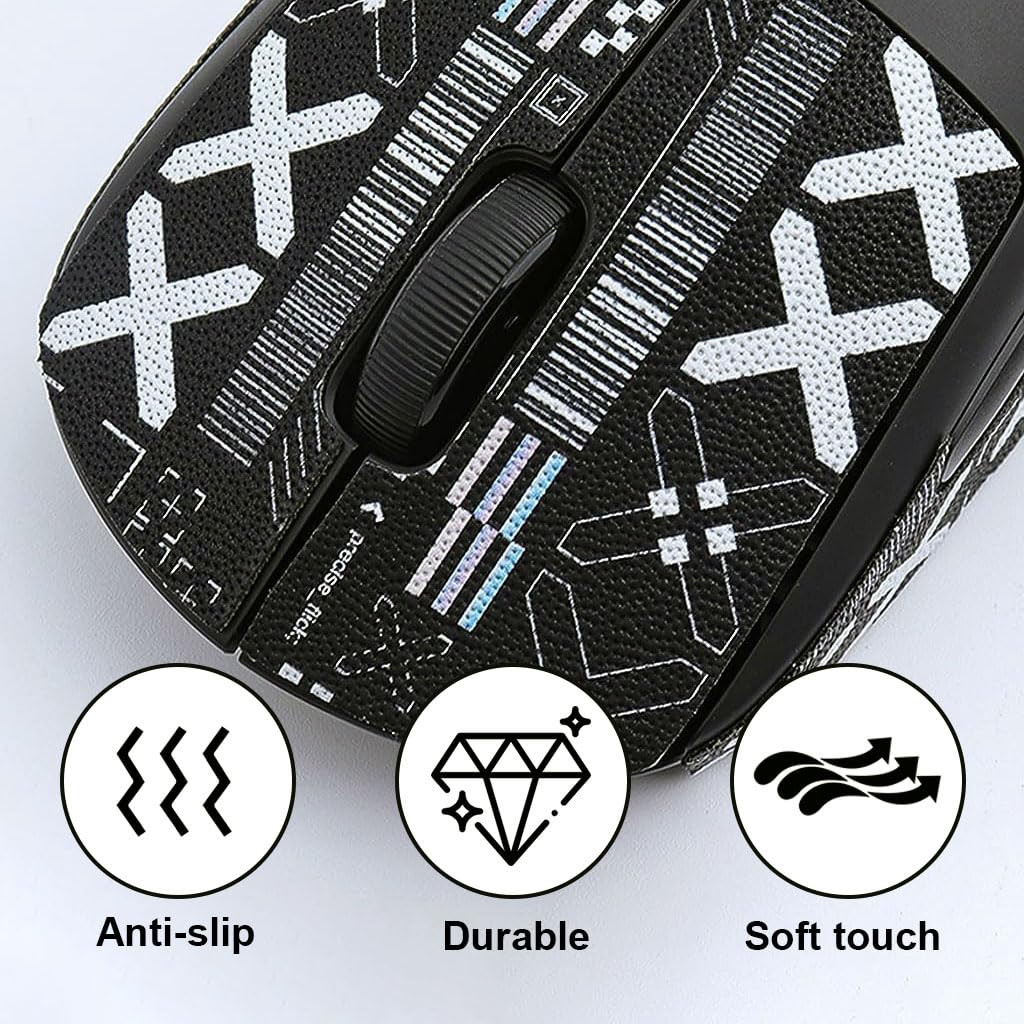 ZORBES Mouse Grip Tape for Logitech G Pro X Superlight Wireless Mouse Pre-Cutted Self-Adhesive Mouse Grip Tape Sweat-Proof Anti-Slip Non-Fading Gaming Mouse Tape Skin Cool Pattern Mice, Mouse is NOT Included