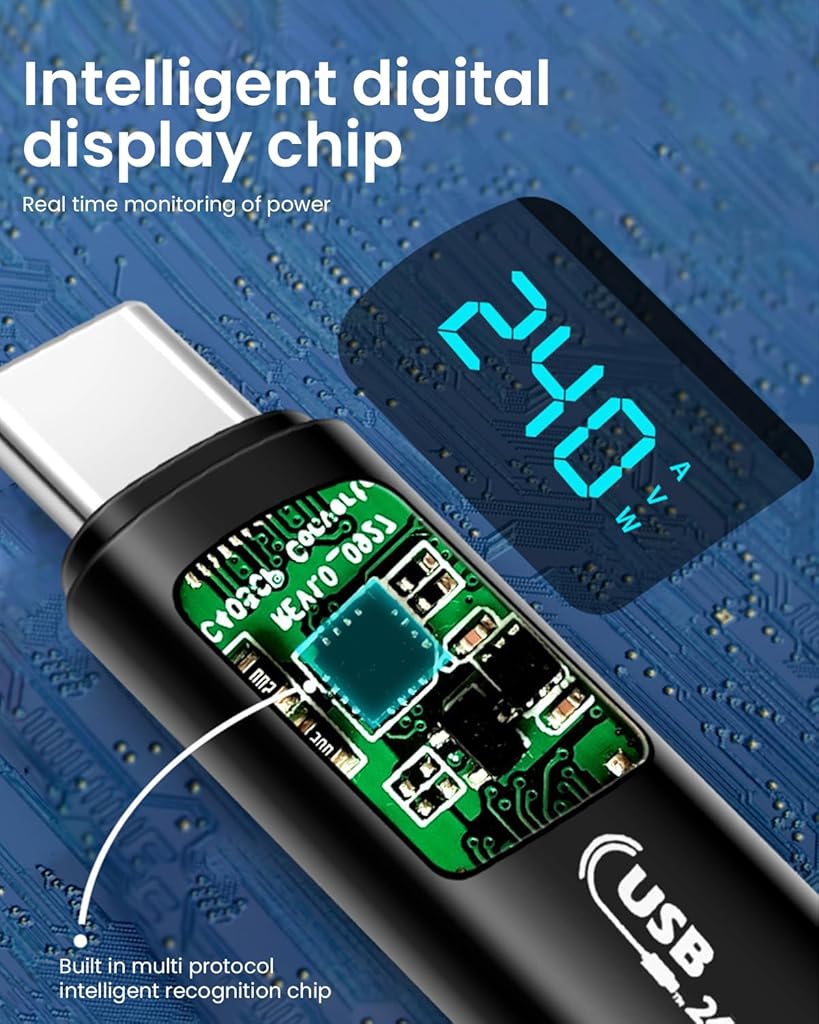 Verilux USB C Adapter USB C 3.0 LCD Display Type C to Type C Adapter Support 240W PD Fast Charging & Data Sync Fashion Aluminum Alloy Portable USB C Adapter