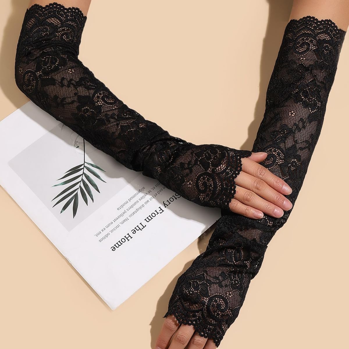 PALAY Arm Sleeves for Women Girls, Floral Lace Cooling Arm Sleeve, UV Protection Hand Cover Arm Sleeves for Daily Use, Bike, Cycle, Sport - Elastic & Breathable - 1 Pairs