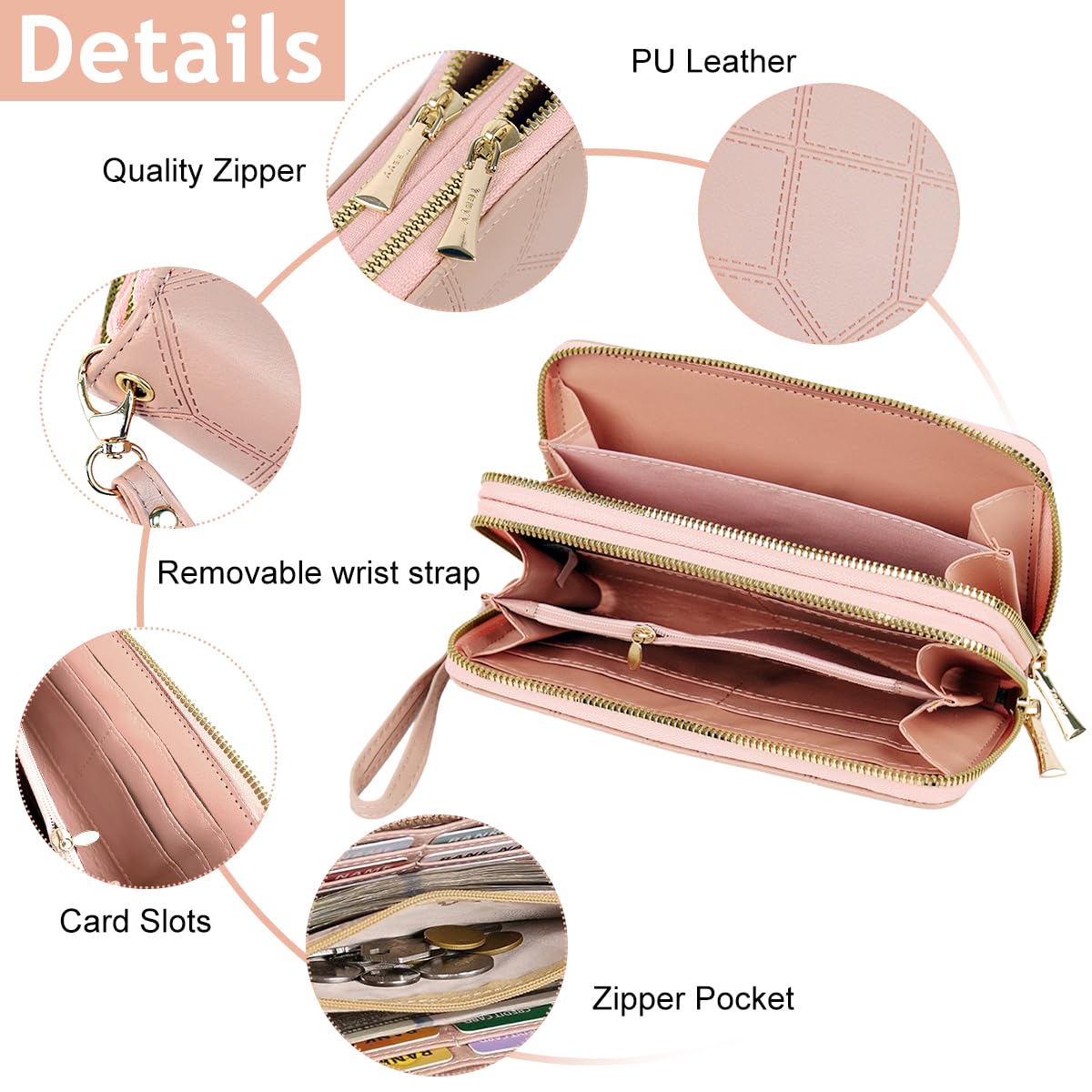 PALAY Hand Purse for Women PU Leather Wallet RFID Bag Clutch Bag Long Wallet for Women with Hand Strap Fashion Card Holder