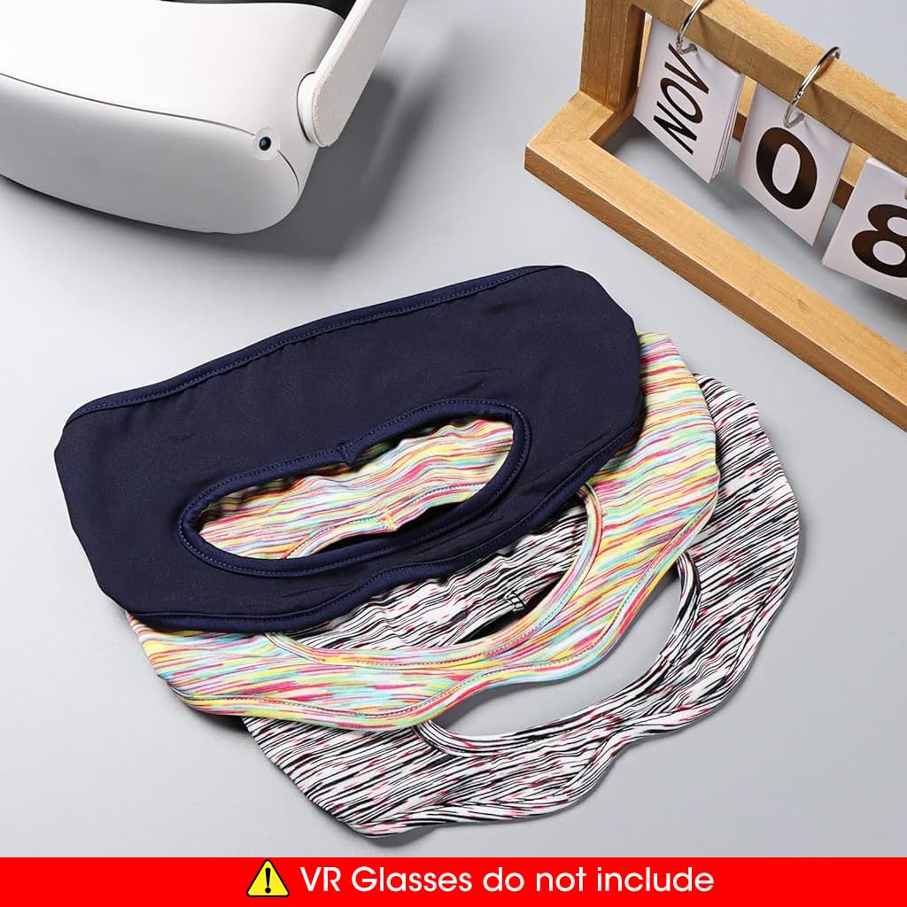 ZORBES 3Pcs Headwear Mask for VR Players Breathable Stretchy VR Eye Mask Sweat Band for Oculus Quest 2, VR Face Cover Sweat Guard Face Mask for Meta/Oculus Quest