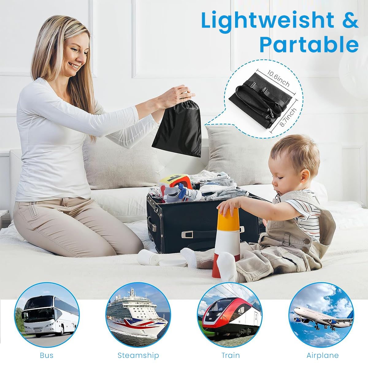 HASTHIP Airplane Footrest Kids Bed, Airplane Foot Hammock for Baby Toddler with Anti-Slip Design, Baby Car Bed Airplane Seat Extender for Kids, Portable Baby Travel Accessories, 78 * 43cm (Black)