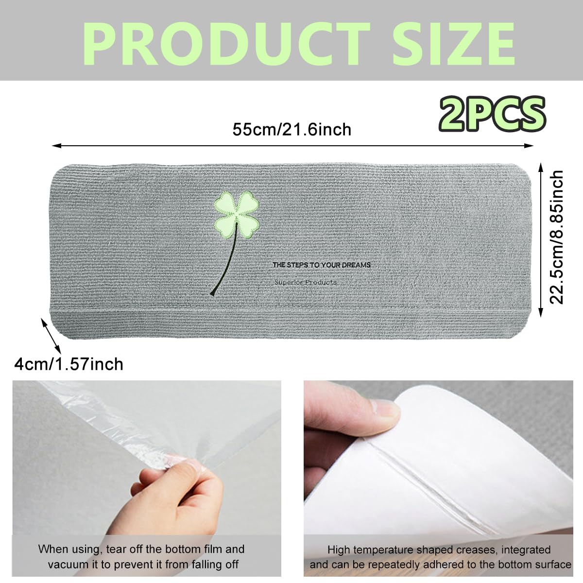HASTHIP 2pcs Luminous Stair Mat Nonslip TPR Stair Pads for Home Safety Stair Mat Self Adhesive Stair Mat with Glow in Dark Four Leaf Clover Safety Stair Mat for Home Stair Decor, 55 x 22cm