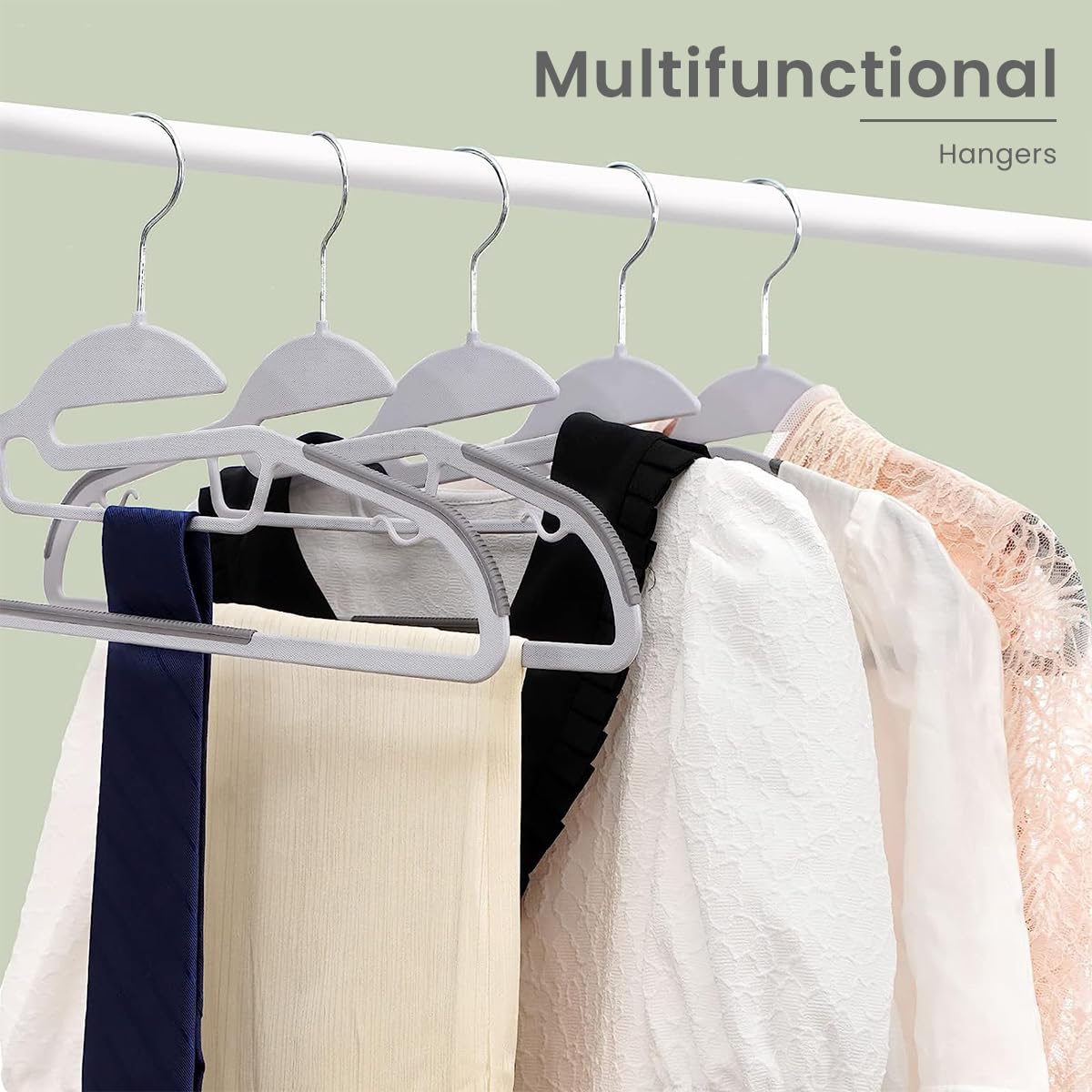 HASTHIP 10pcs Plastic Clothes Hangers Dry Wet Hangers Space Saving Clothes Hangers, Durable Clothes Hangers with Non-Slip Pads, Clothes Hanger for Bedroom Closet Wardrobe for Shirts, Pants, Scarves