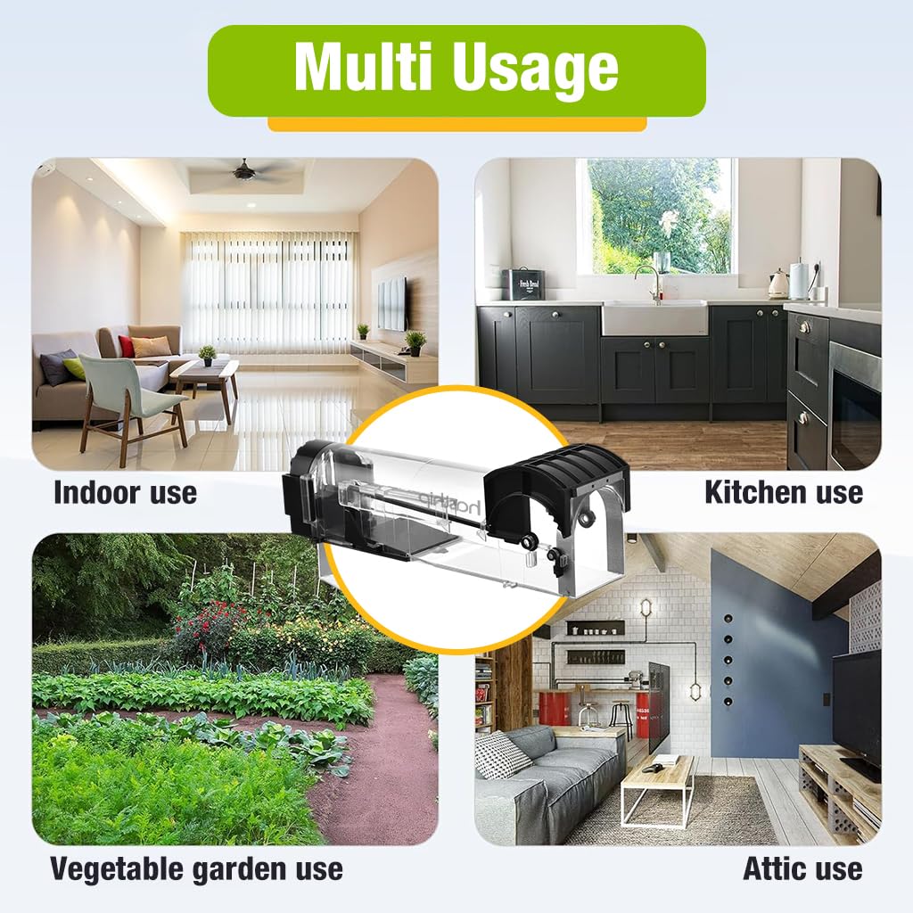 HASTHIP Rat Trap Cage for House Garden Patio, 32 cm Humane Mouse Trap Cage, Reusable Enlarged Smart Rat Catcher and Rodent Trap for Mice, Pets, Rodents