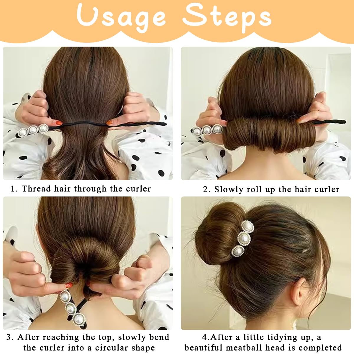 PALAY 4pcs Hair Bun Maker for Hair Flower Pearl Easy Hair Bun Shaper Stylish Rhinestone French Hairstyle Twist Hair Bun Accessories for Women Girls Daily, Party, Wedding